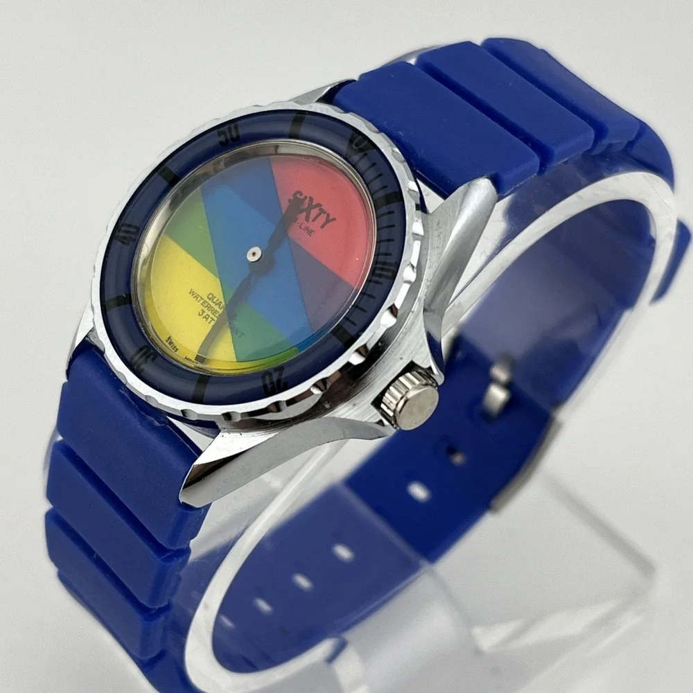 Vintage 1986 Le Jour Sea Line Sixty Color Wheel Watch Blue Band-For Parts/Repair